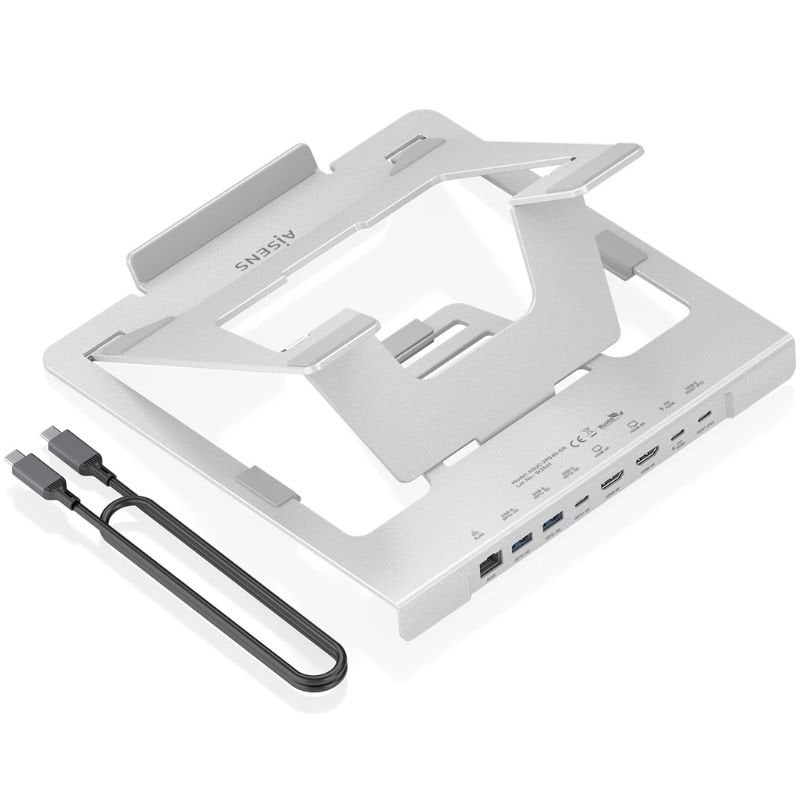 Suporte de Secretária - Base de Ligação USB Tipo C Aisens Asuc-7p046-gr / 2xusb / 1xusb Tipo C / 2x…