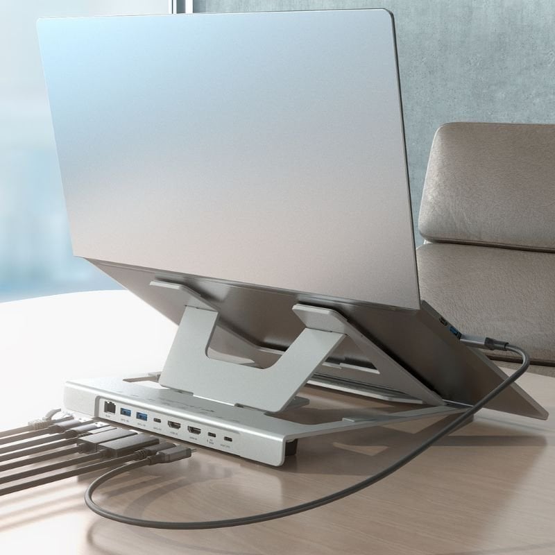 Suporte de Secretária - Base de Ligação USB Tipo C Aisens Asuc-7p046-gr / 2xusb / 1xusb Tipo C / 2x…