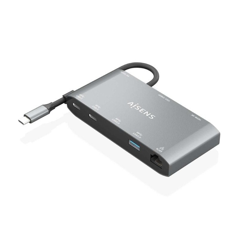 Base de Ligação USB Tipo C Aisens Asuc-8p010-gr / 1xhdmi / 1xvga / 2xusb / 1xrj45 / 2xusb Tipo C /…