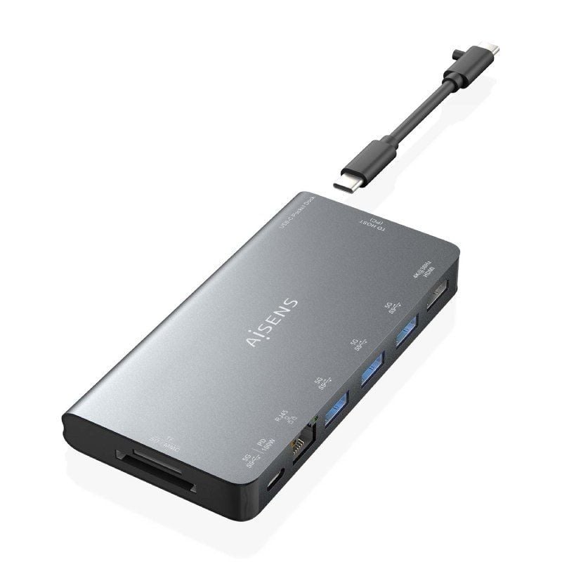 Base de Ligação USB Tipo C Aisens Asuc-8p015-gr / 1xhdmi / 3xusb / 1xrj45 / 1xleitor de Cartões / 1…