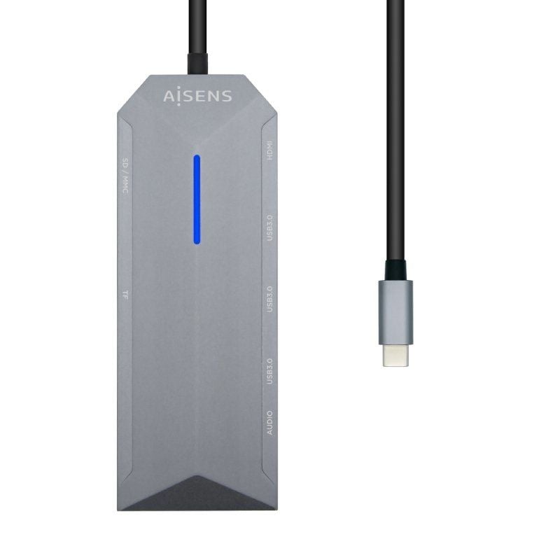 Base de Ligação USB Tipo C Aisens Asuc-9p001-gr / 1xhdmi / 3xusb / 1xrj45 / 1xáudio / 1xleitor de C…