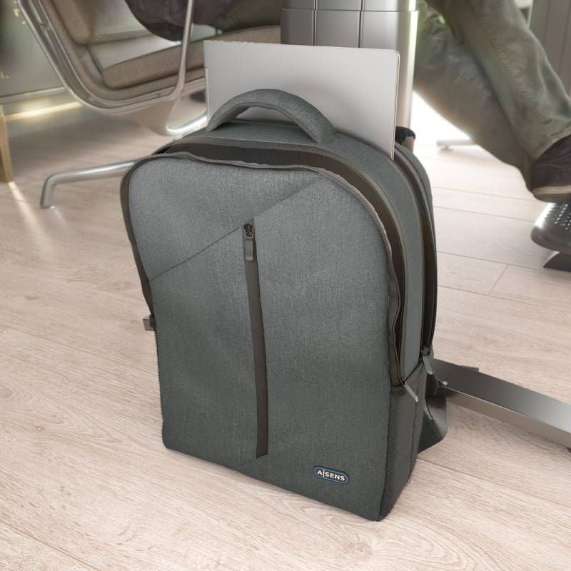 Mochila Aisens Premium Asbg-bp084-gr para Computadores Portáteis Até 15,6" / Cinzento