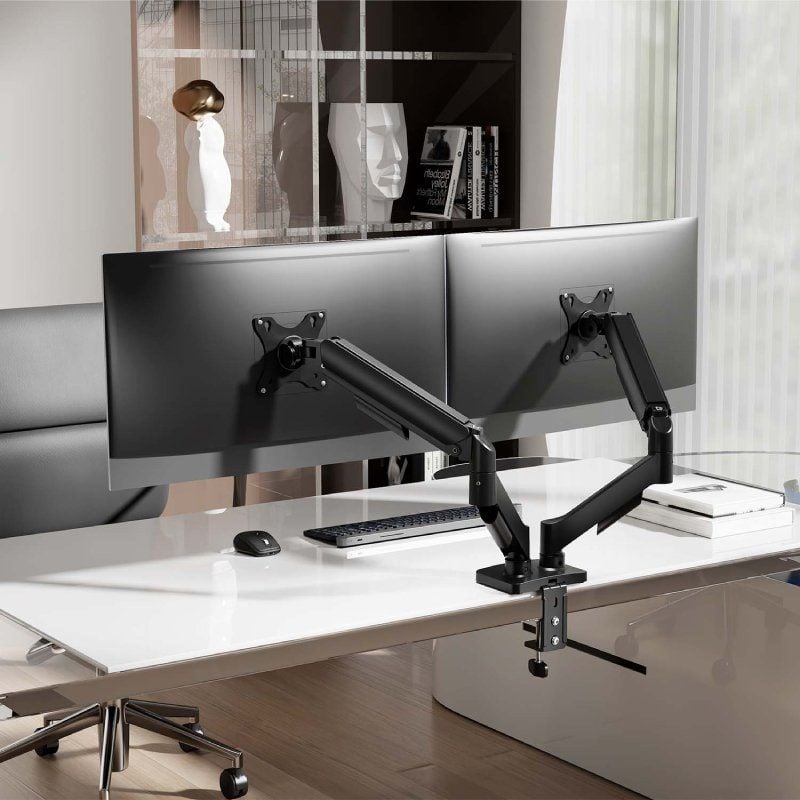 Suporte de Mesa com Contrapeso para 2 Monitores Aisens Dt32tsr-357 / Giratório / Inclinável / Até 9…