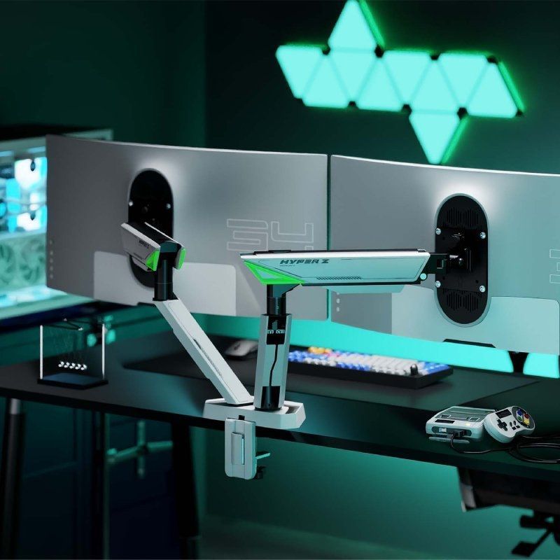 Suporte de Mesa de Jogos com Contrapeso para 2 Monitores Aisens Dt38tsr-345 / Giratório / Inclinado…