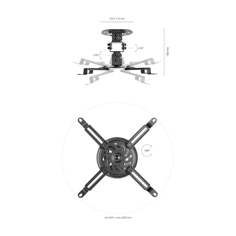 Aisens Cp03tsr-127 Suporte de Teto / Parede para Projetor Cp03tsr-127 / Inclinação Giratória / Até…