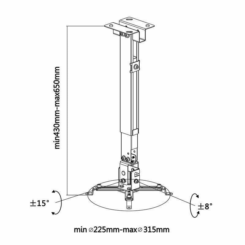 Suporte de Teto / Parede para Projetor Aisens Cwp01tse-049 / Inclinação-extensível / Até 20kg