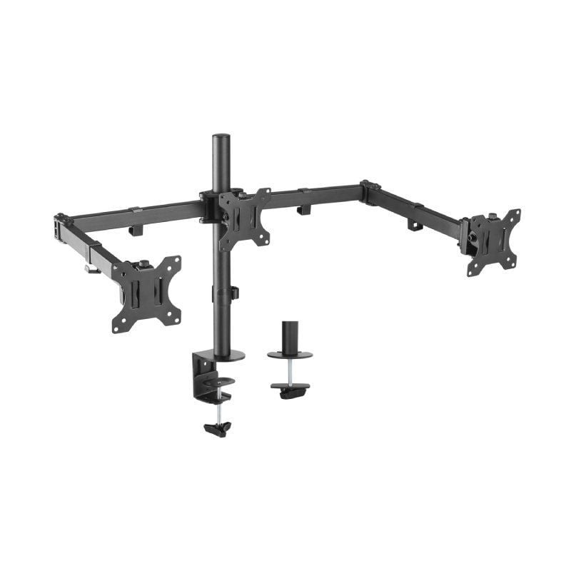 Suporte de Mesa Aisens Dt27tsr-061 para 3 Monitores / Giratório / Inclinado / Até 7kg