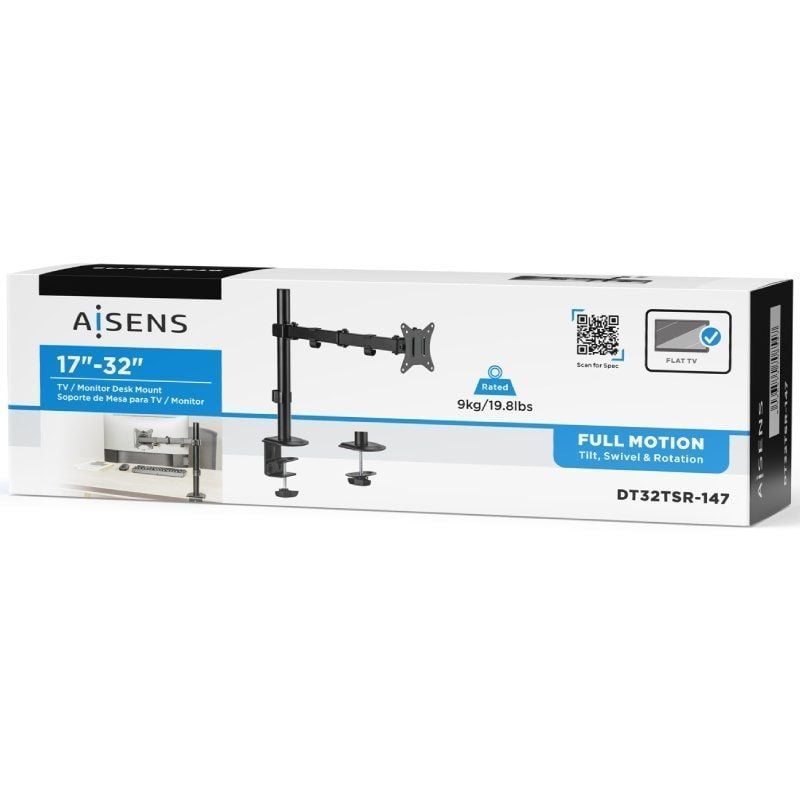 Suporte de Mesa para Monitor e TV Aisens Dt32tsr-147 / Giratório / Inclinado / Até 9kg
