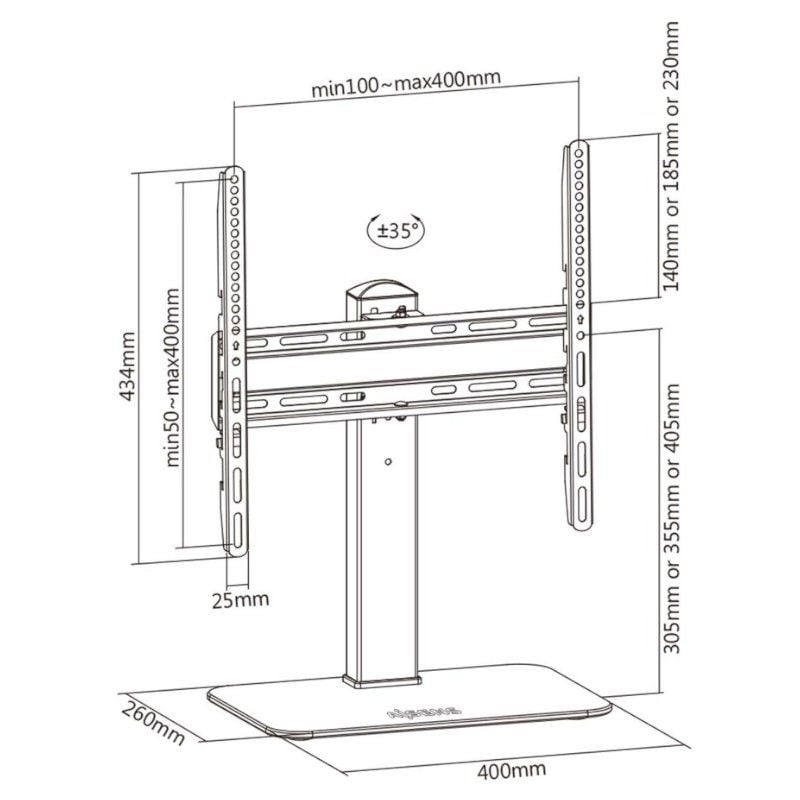 Dt55s-217 Suporte de Mesa Giratório para TV e Monitor 32"-55" / Até 40 Kg