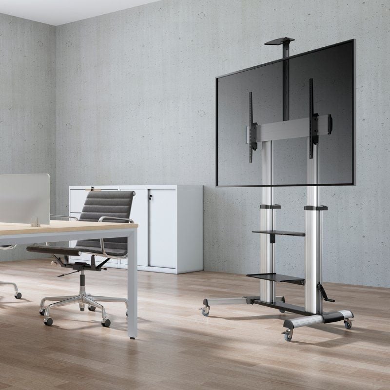 Suporte de Chão Inclinável Aisens Ft100te-125 com Rodízios e Pega para Televisores de 60-100" / Até…