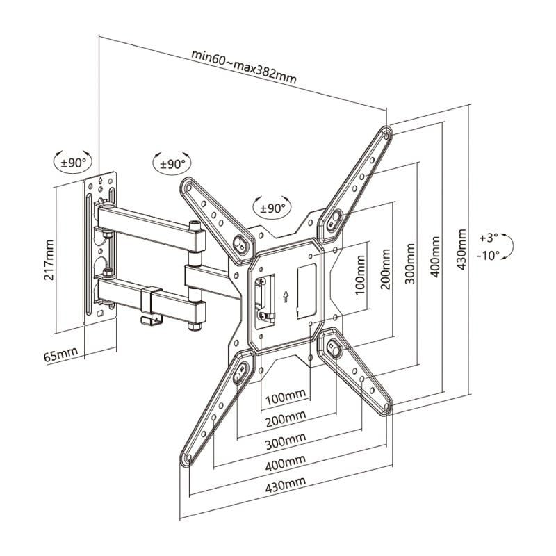 Suporte de Parede Giratório / Inclinável / Aisens Wt55tse-153 para TV 23-55" / Até 30kg
