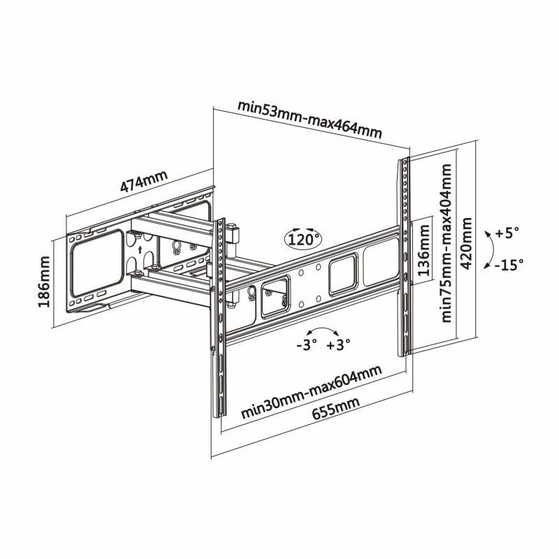 Suporte de Parede Aisens Wt70tsle-023 Giratório / Inclinado / Nivelado para TV 37-70" / Até 40kg