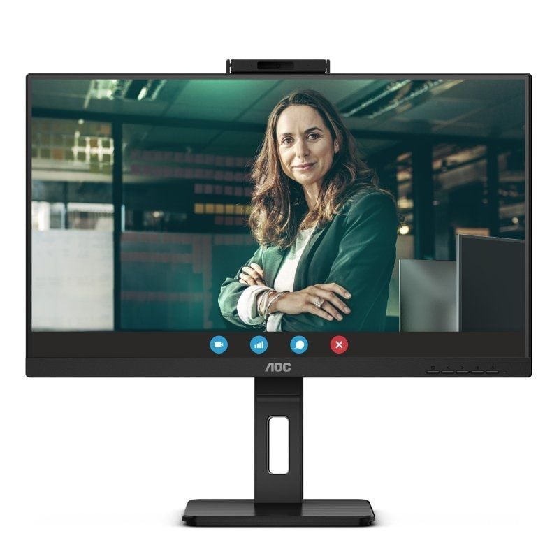 Monitor Profissional AOC 24P3QW 23,8" / Full HD / Webcam / Multimédia / Ajustável em Altura / Preto