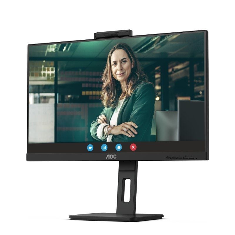 Monitor Profissional AOC 24P3QW 23,8" / Full HD / Webcam / Multimédia / Ajustável em Altura / Preto