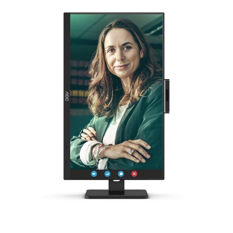 Monitor Profissional AOC 24P3QW 23,8" / Full HD / Webcam / Multimédia / Ajustável em Altura / Preto