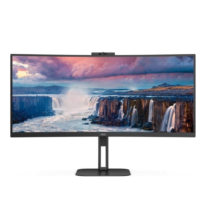 Monitor Profissional Ultra Largo Curvo AOC CU34V5CW / BK 34" / UWQHD / Webcam / Multimédia / Ajustá…