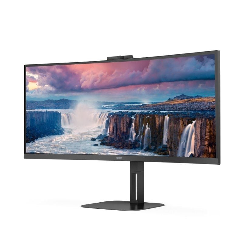 Monitor Profissional Ultra Largo Curvo AOC CU34V5CW / BK 34" / UWQHD / Webcam / Multimédia / Ajustá…