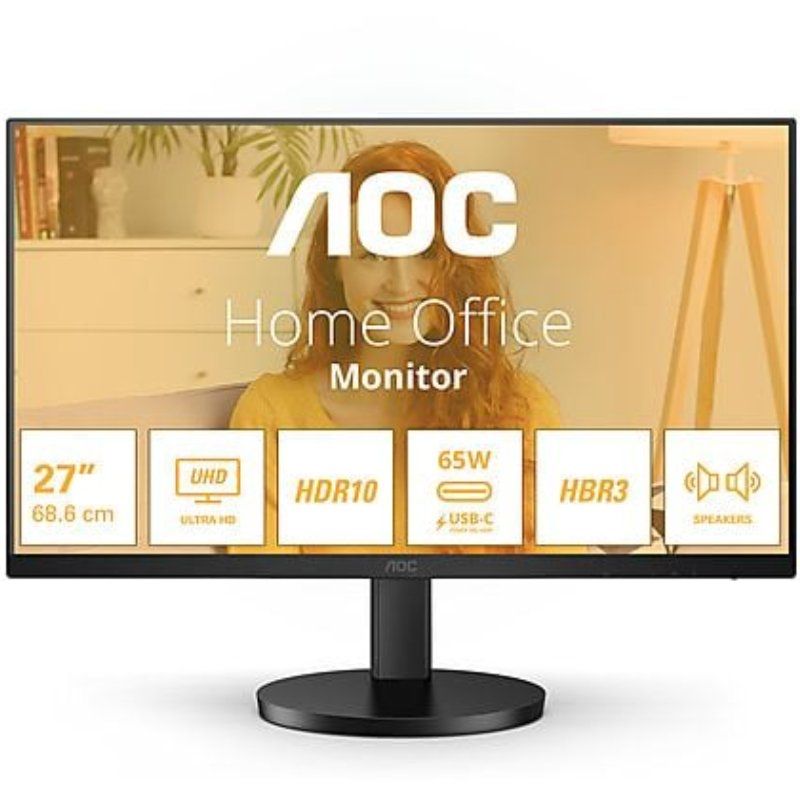 Monitor Profissional AOC U27B3CF 27" / 4K / Multimédia / Ajustável em Altura / Preto