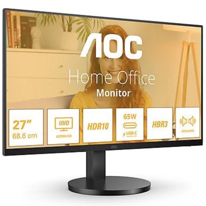Monitor Profissional AOC U27B3CF 27" / 4K / Multimédia / Ajustável em Altura / Preto