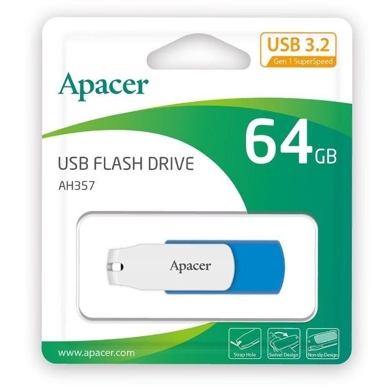 Unidade Flash USB 3.2 Apacer AH357 64GB