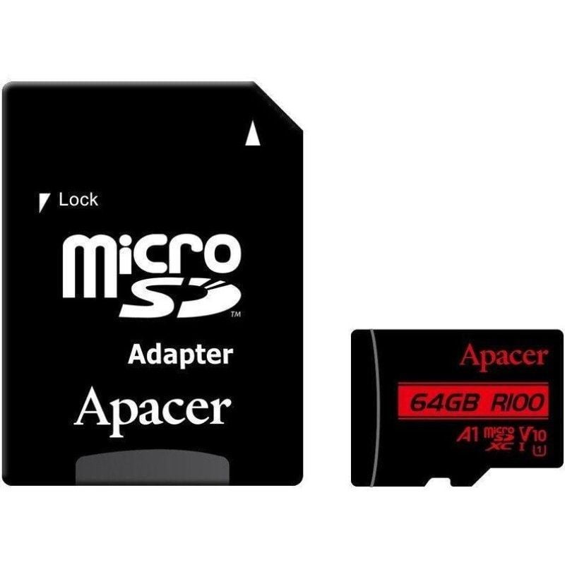 Cartão de Memória Apacer 64GB XC UHS 1 com Adaptador / Classe 10 / 100mbs