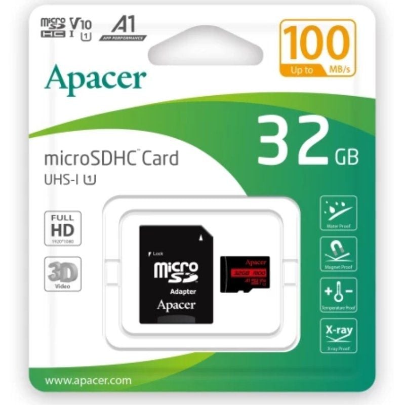 Cartão de Memória Apacer 32GB Microsd HC UHS 1 com Adaptador / Classe 10 / 100mbs