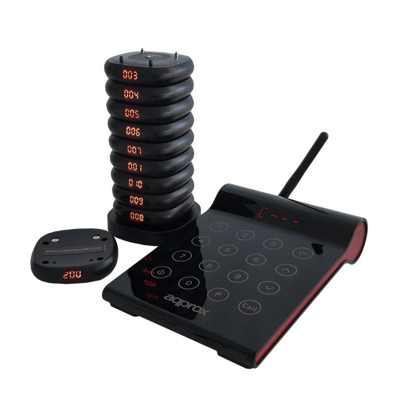 Kit Notificador do Cliente Aprox Appcustomercallerkit / Inclui Transmissor / 10 Discos / Suporte de…