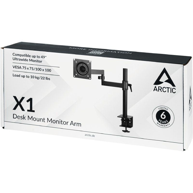 Suporte de Mesa para Monitor Arctic X1 / Giratório / Inclinado / Até 10kg