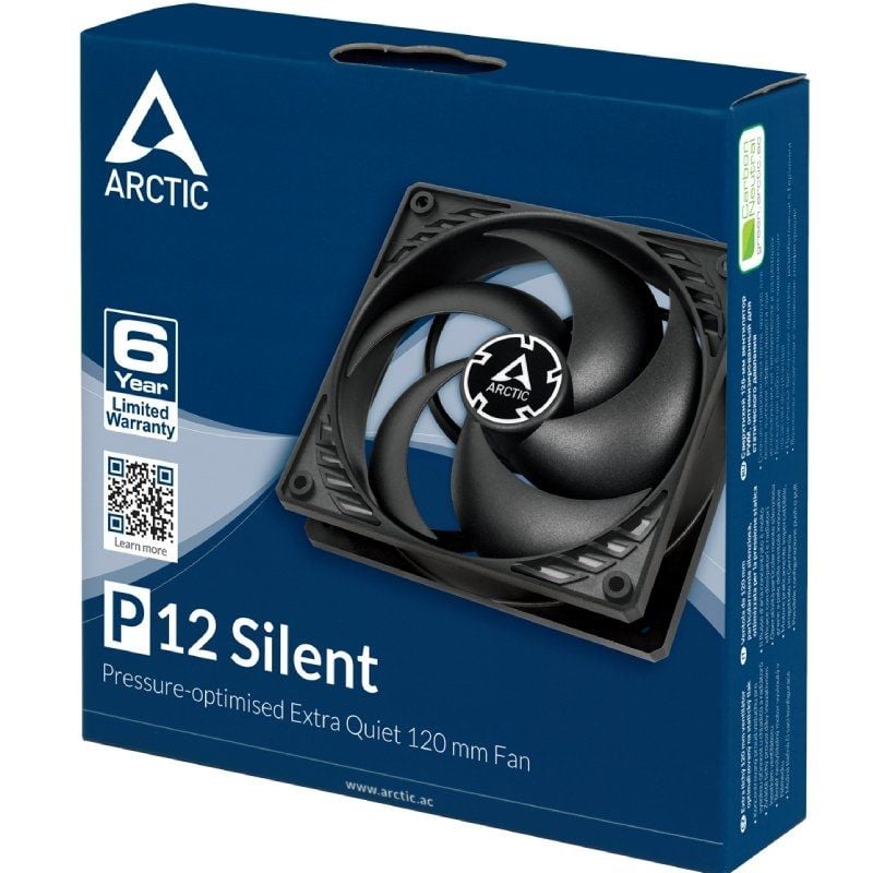 Ventilador Arctic P12 Silent / 12cm / Preto
