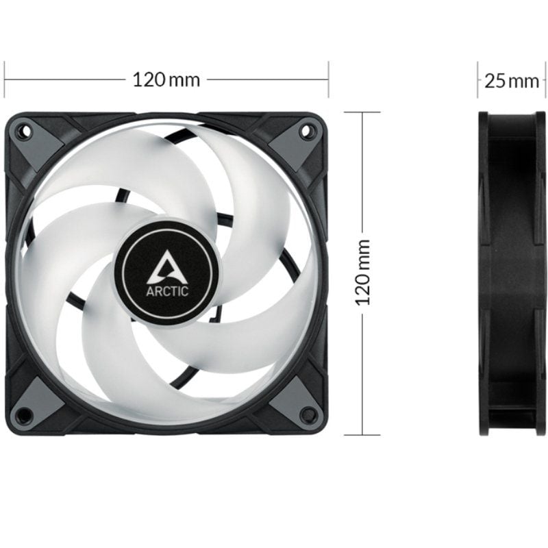 Ventoinha Arctic P12 PWM PST A-rgb / 12cm / Preto