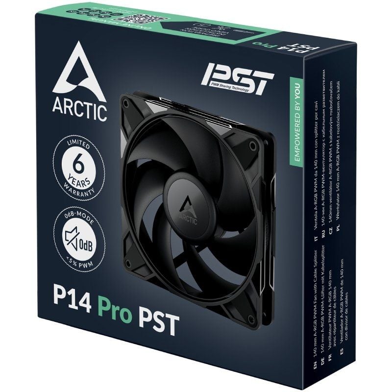 Ventilador Arctic P14 PWM PST / 14cm / Preto