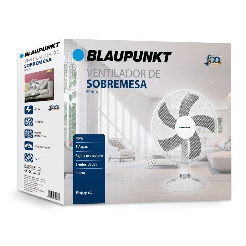 Blaupunkt BP2014 Ventilador de Mesa / 40W / 5 Pás 30cm / 3 Velocidades