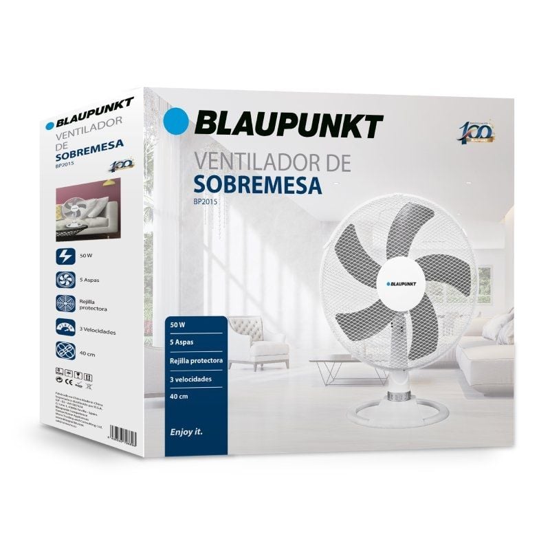 Blaupunkt BP2015 Ventilador de Bancada / 50W / 5 Pás 40cm / 3 Velocidades