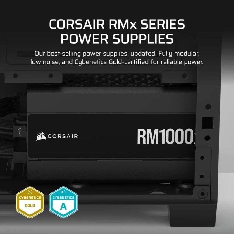 Fonte de Alimentação Corsair RM1000X / 1000W / Ventilador de 12cm / Cybenetics Gold
