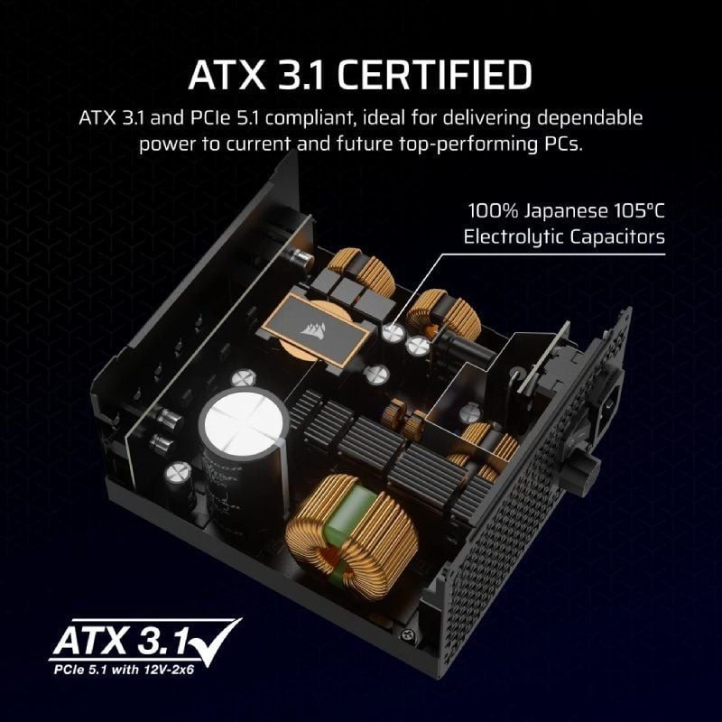 Fonte de Alimentação Corsair RM1000X / 1000W / Ventilador de 12cm / Cybenetics Gold