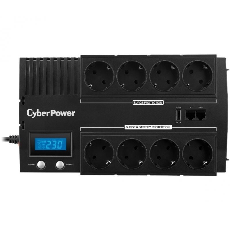 Cyberpower BR1000ELCD UPS Interactiva em Linha / 1000va-600w / 8 Saídas / Formato de Bloco
