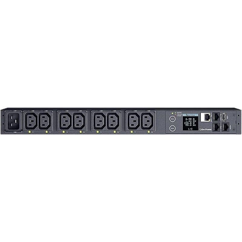 Unidade de Distribuição de Energia Cyberpower PDU41005 / 16A / 8x IEC C13 / Formato de Montagem em…