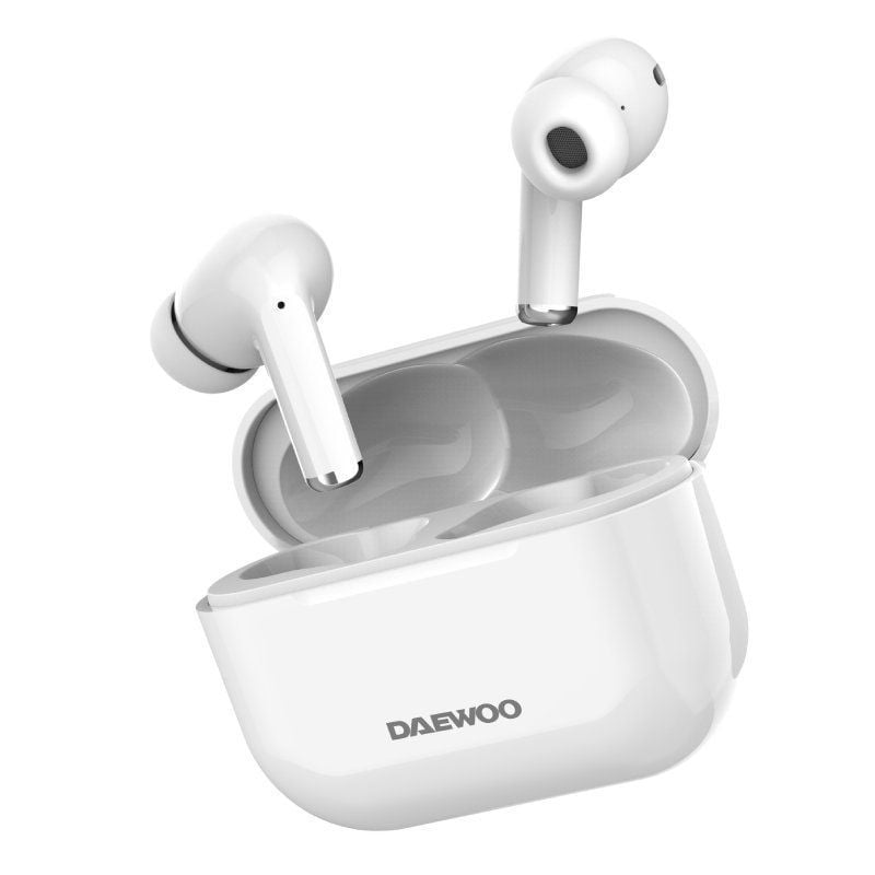 Auscultadores Bluetooth Daewoo DW2002 com Estojo de Carregamento / Autonomia 6h / Branco