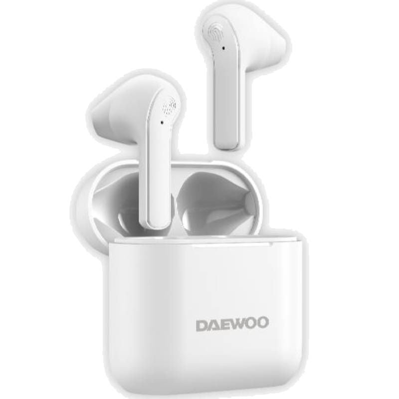 Auscultadores Bluetooth Daewoo DW2021 com Estojo de Carregamento / Autonomia 5h / Branco