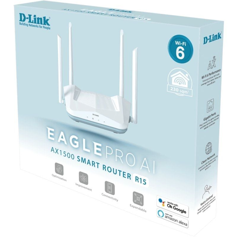 Router sem Fios D-link R15 / e EAGLE PRO AI AX1500 / Wifi 6 / 1500mbps / 4 Antenas / Wifi 802.11ax…