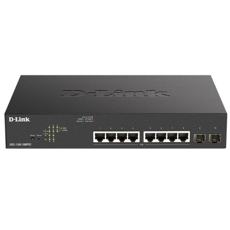 Switch D-link Dgs-1100-10mpv2 10 Portas / Rj-45 Gigabit 10 / 100 / 1000 Poe / SFP