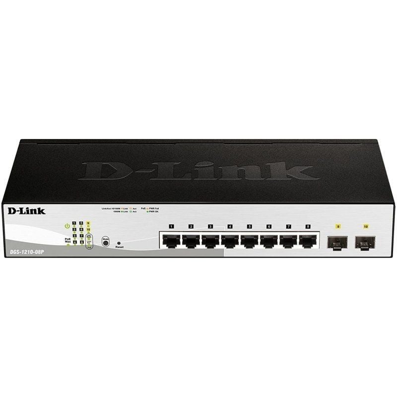 Switch Gerido D-link Dgs-1210-08p / 8 Portas / RJ45 10 / 100 / 1000 / SFP / Poe