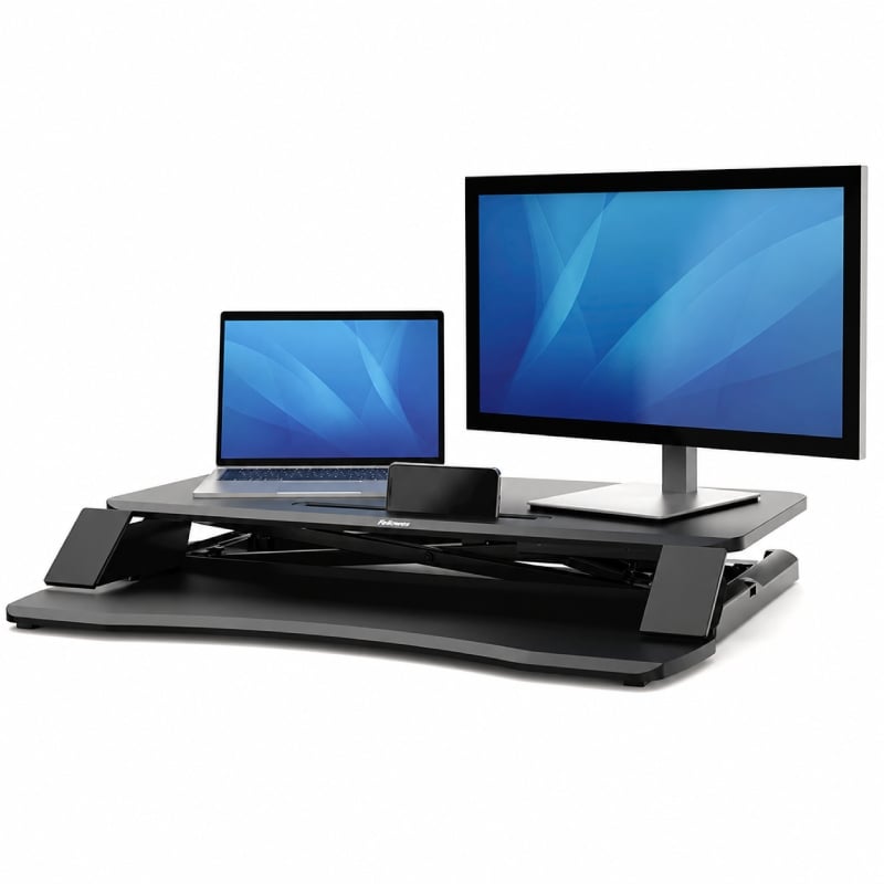 Suporte de Secretária Elevável Fellowes Sit-stand Lotus Corsivo / Até 15 Kg / Preto