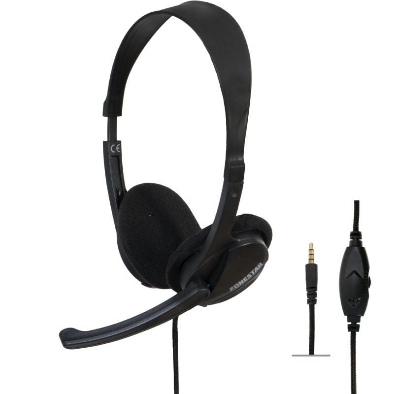 Auscultadores Fonestar Home-35 com Microfone / Jack 3.5 / Preto