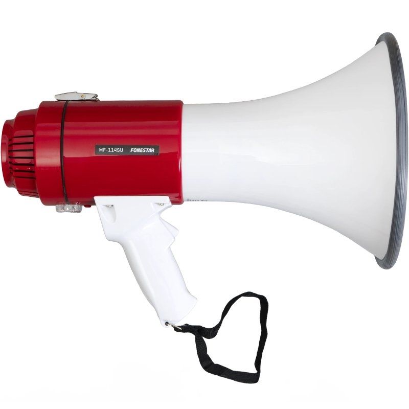 Megafone com Sirene Fonestar Mf-114su / 25W / USB / SD / Alimentado por Bateria / 12V DC