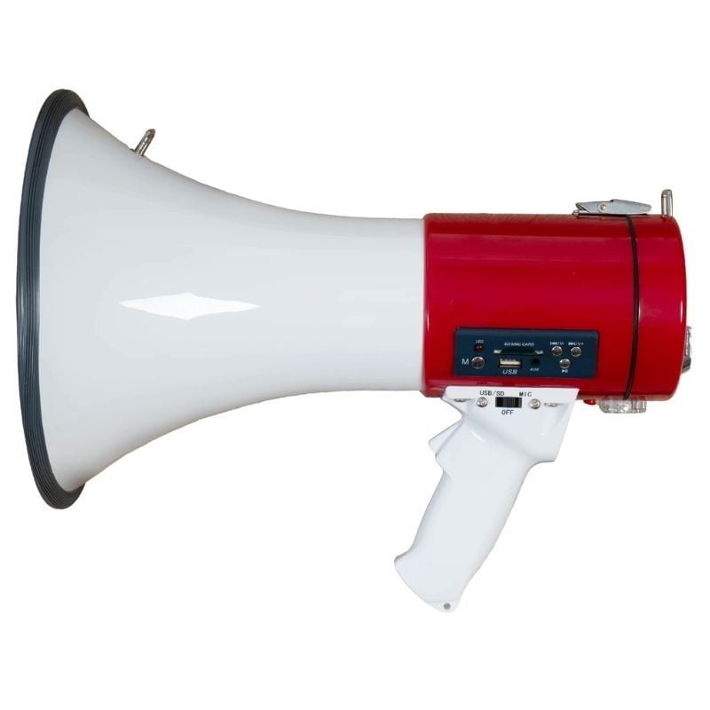 Megafone com Sirene Fonestar Mf-600sgu / 25W / USB / SD / Bateria / Alimentação por Bateria / 12V DC