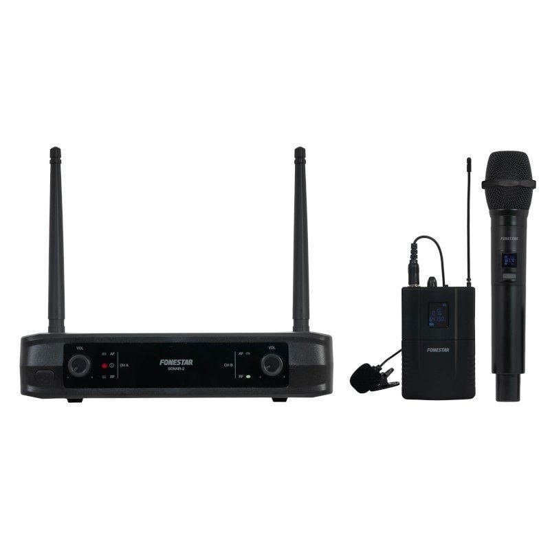 Fonestar Sonair-2mp UHF Microfone de Mão Duplo sem Fios e Auricular / Inclui Recetor