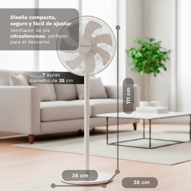 Ventilador de Chão Grunkel Fs-14pr / 30W / 7 Pás 35cm / 12 Velocidades