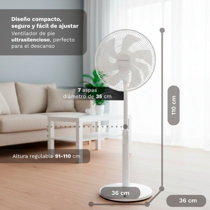 Ventilador de Chão Grunkel Fs-14t / 25W / 7 Pás 35cm / 12 Velocidades