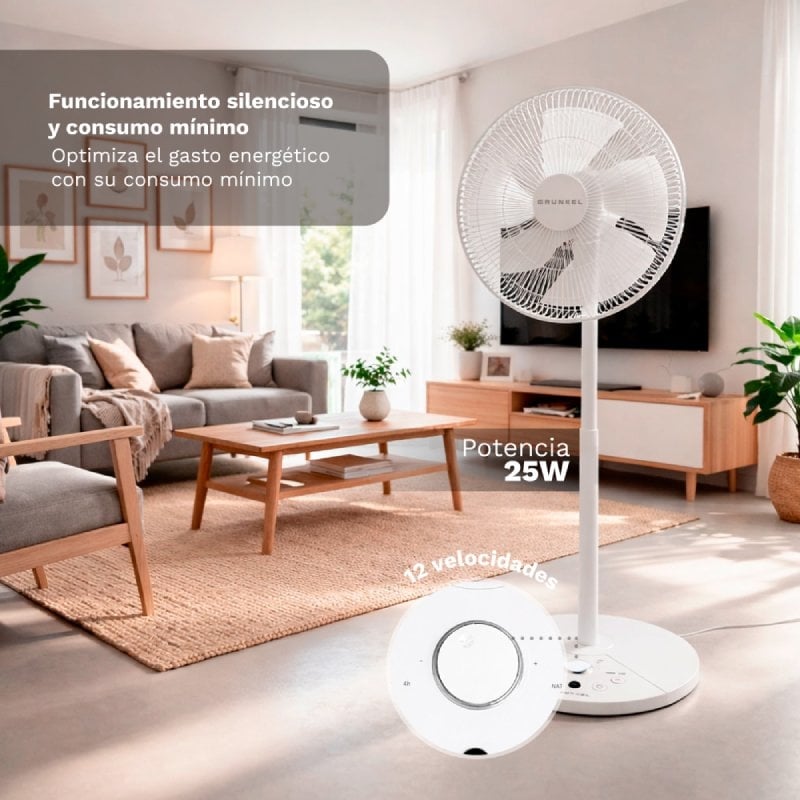 Ventilador de Chão Grunkel Fs-14t / 25W / 7 Pás 35cm / 12 Velocidades